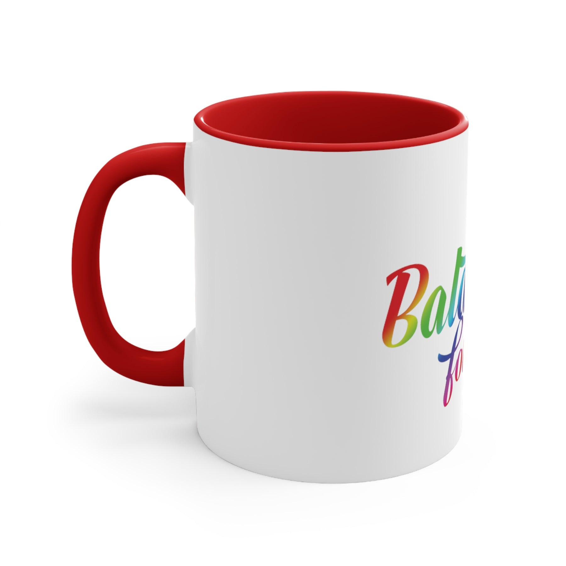 Red handle coffee mug