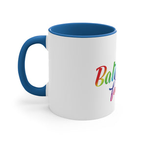 Blue handle coffee mug