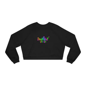 black cropped fleece pullover